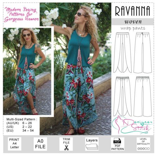 Ravanna Wrap Pants PDF Sewing Pattern Face 1