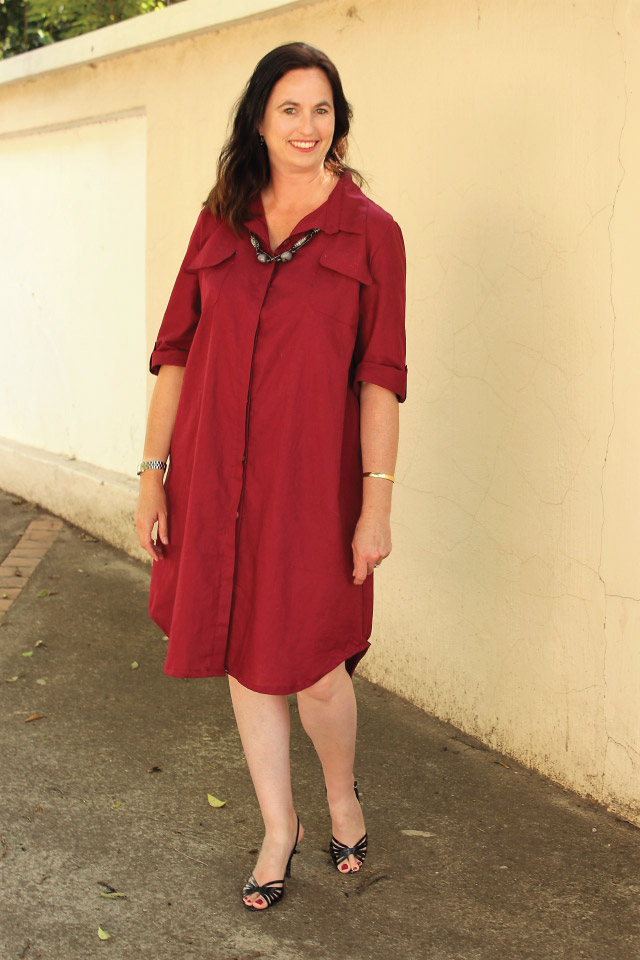 maroon shirt dress