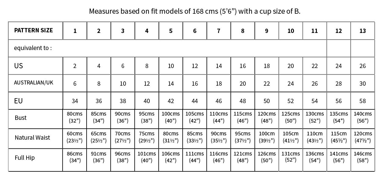 Sizing Specs –