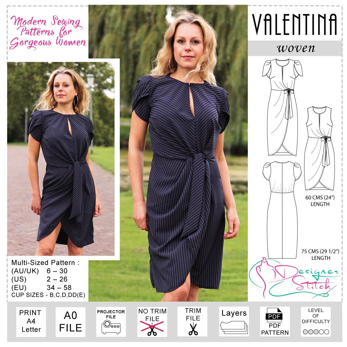 Valentina Dress Sewing Pattern (PDF) - Designer Stitch