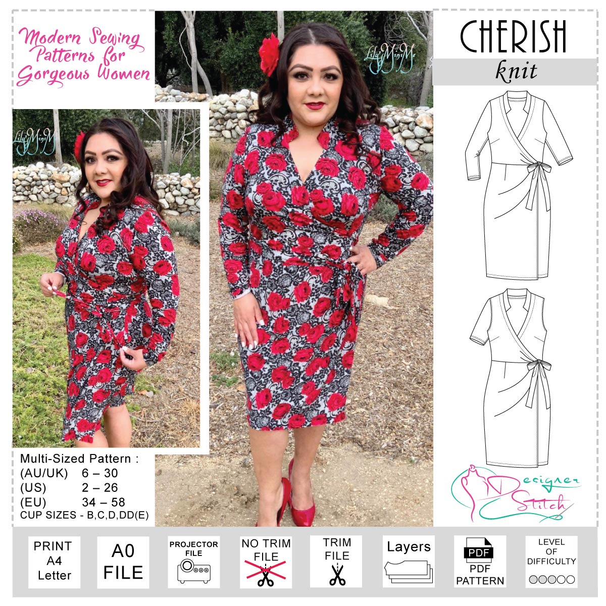 Cherish Wrap Dress Sewing Pattern (PDF) - Designer Stitch