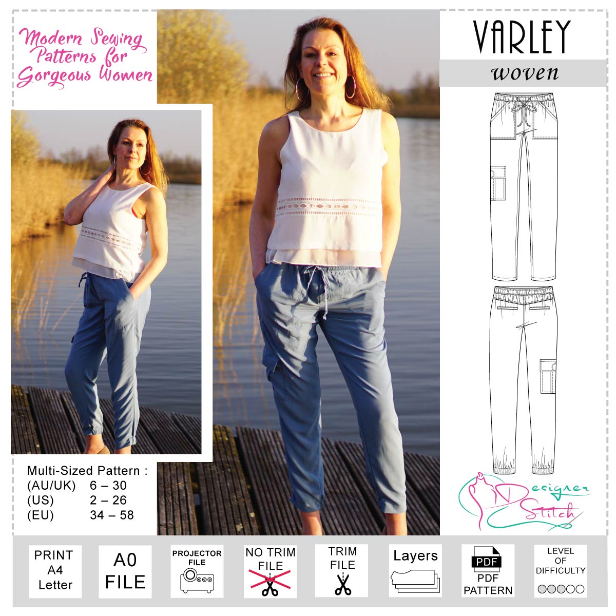Varley Jogger Pants Sewing Pattern (PDF)