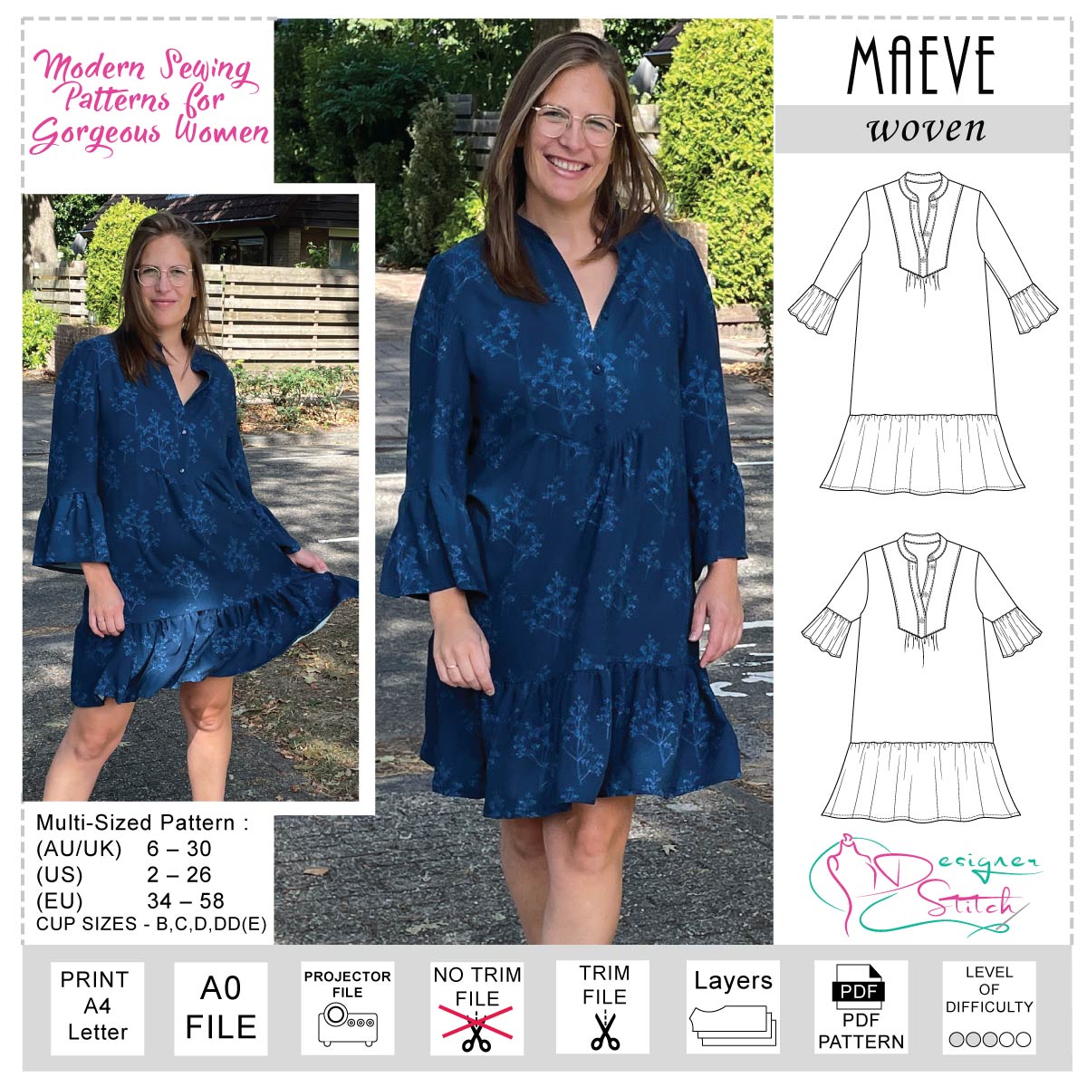The Maeve Nightgown Sewing Pattern, by Seamwork