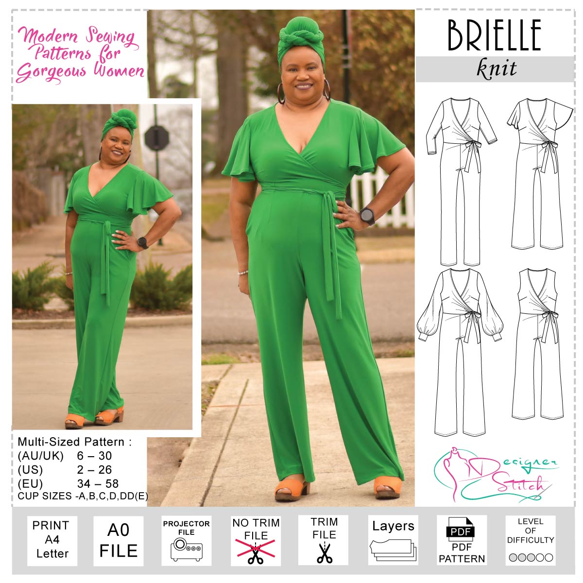 Brielle Jumpsuit Sewing Pattern (PDF)