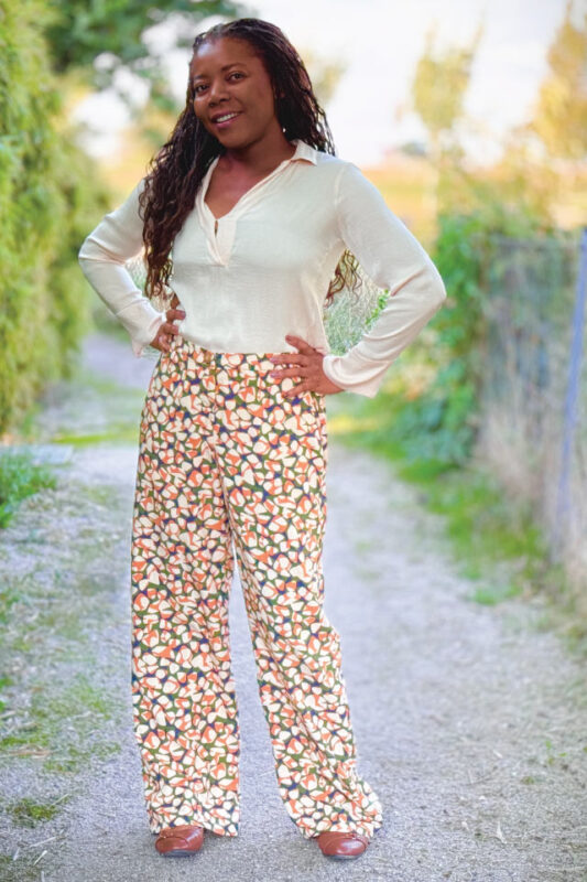 Estelle Pants in Olive Charmeuse Silk