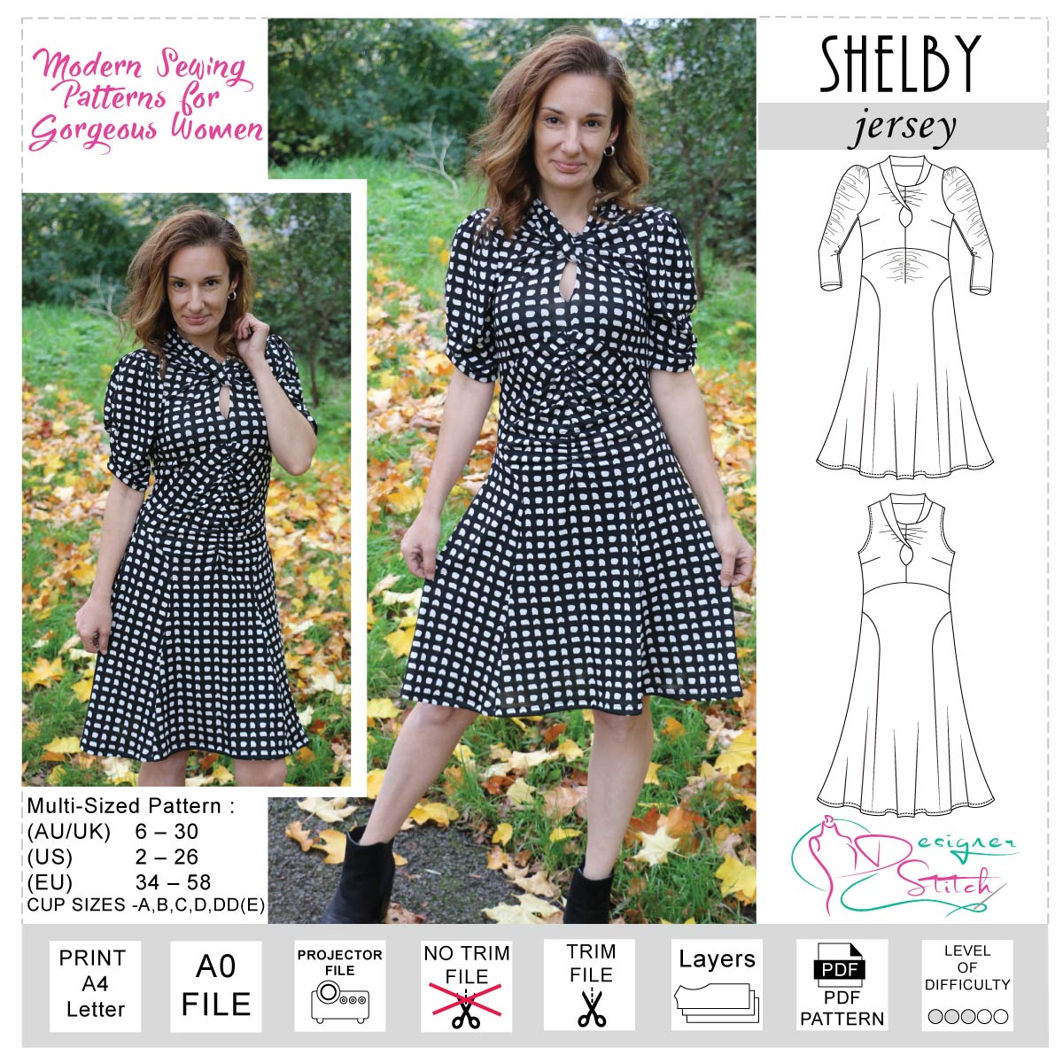 Shelby Dress Sewing Pattern (PDF)