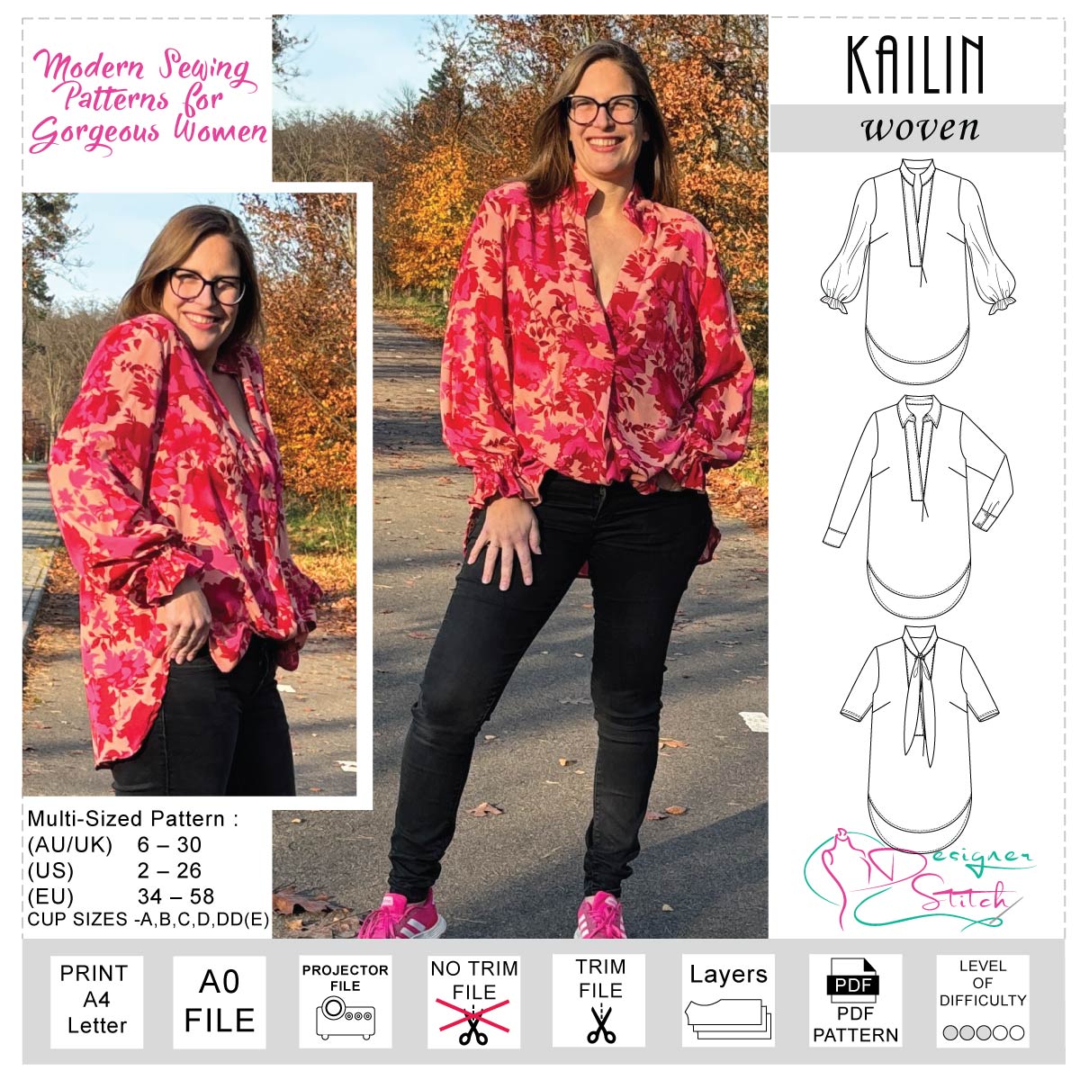 Kailin Shirt Sewing Pattern (PDF)