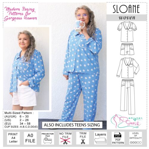 Alternative view of Sloane Pyjamas Sewing Pattern (PDF)