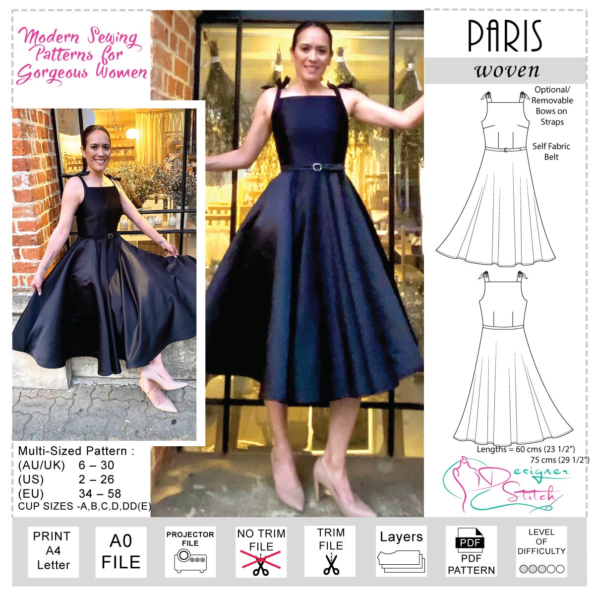 Paris Dress Sewing Pattern (PDF)